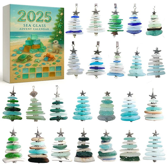 🌊🎄Sea Glass Christmas Tree Advent Calendar-2D Acrylic Christmas Tree Countdown Calendar