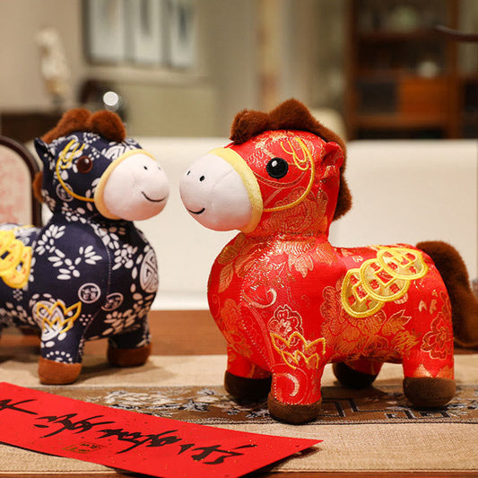 Year of the Horse Copper Coins Plush Doll Home Decoration