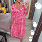 💥Limited time special price ￡13.99!⏱️Bohemian casual print V-neck waist wrap long dress
