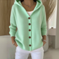 Women Cotton Plain Long Sleeve Comfy Casual Cardigan
