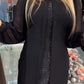 Rhinestone Decor Black Midi Dress