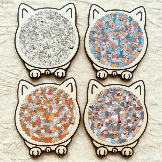 🎁 Christmas Sale 49% off 🎅 135-piece wooden puzzle in the shape of a cat in Morandi colors