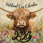 🐮Highland Cow Calendar 2026 – Rustic Farmhouse Wall Art & Monthly Planner📅