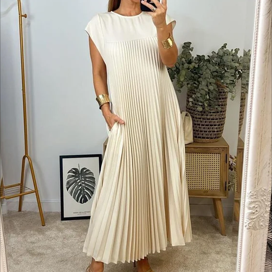 🎉Hot Sale 50% OFF🎉Sleeveless Pleated Simple Solid Color Dress