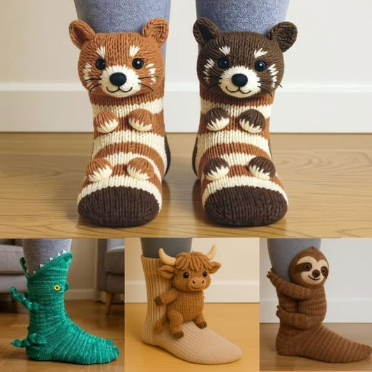 🎁 Last Day 50% OFF – Cosy 3D Knit Animal Socks, Cute & Comfy for You or a Lovely Gift
