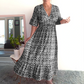 💥Limited time special price ￡13.99!⏱️Bohemian casual print V-neck waist wrap long dress