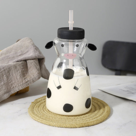 🎁Hot Sale 50% OFF🔥Cow Glass Water Pitcher with Cup🐮🖤
