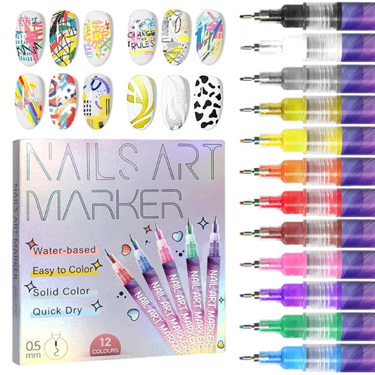 🎅Christmas sale 50% OFF⏳12 Colors Nail Art Pens Set🎨💅
