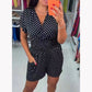 50%OFF👍 Polka Dot V-Neck One-piece Shorts Jumpsuit