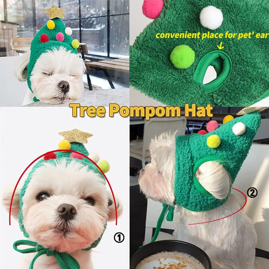 🎅Christmas Sale 49% Off🎄Cute Christmas Tree Hat with Pom-Poms