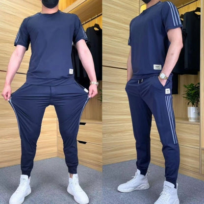 🍃Men's High Stretch Short Sleeve Top & Jogging Pants 2-Piece Set