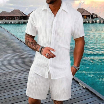 Men's Loose Short Sleeve Shirt & Shorts 2-Piece Set