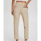 Women's High-Waisted Elastic Pants with Zipper Pockets