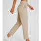 Women's High-Waisted Elastic Pants with Zipper Pockets