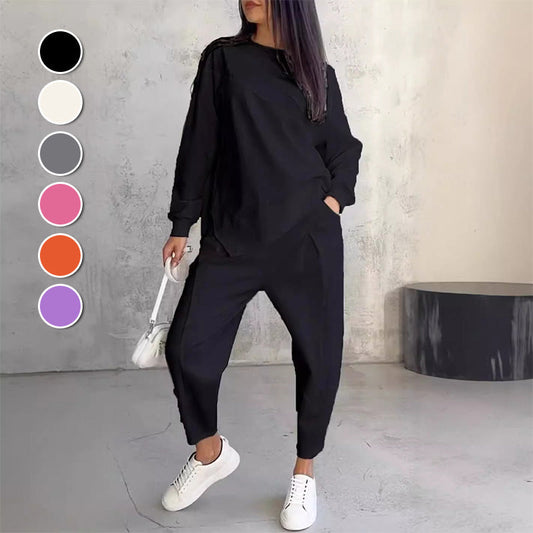 ⏰Limited Time Offer 50% OFF💛Women Long-Sleeve Irregular Hem Sweatshirts & Pants Set