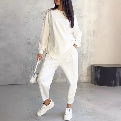⏰Limited Time Offer 50% OFF💛Women Long-Sleeve Irregular Hem Sweatshirts & Pants Set