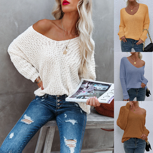 👑Hot Sale 49% Off🔥Graceful Loose V-Neck Pullover Knit Top