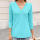 🍂Autumn Sales 49% OFF💐Women's 3/4 Sleeve V Neck Solid Color Top