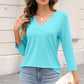 🍂Autumn Sales 49% OFF💐Women's 3/4 Sleeve V Neck Solid Color Top