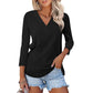 🍂Autumn Sales 49% OFF💐Women's 3/4 Sleeve V Neck Solid Color Top