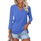 🍂Autumn Sales 49% OFF💐Women's 3/4 Sleeve V Neck Solid Color Top