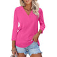 🍂Autumn Sales 49% OFF💐Women's 3/4 Sleeve V Neck Solid Color Top