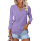 🍂Autumn Sales 49% OFF💐Women's 3/4 Sleeve V Neck Solid Color Top