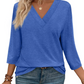 🍂Autumn Sales 49% OFF💐Women's 3/4 Sleeve V Neck Solid Color Top