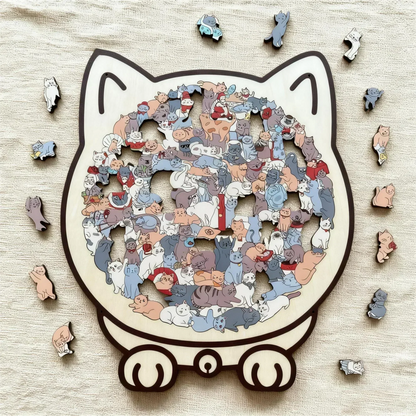 🎁 Christmas Sale 49% off 🎅 135-piece wooden puzzle in the shape of a cat in Morandi colors
