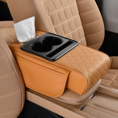 Multifunctional PU leather armrest mat for cars