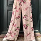 Women's Casual V-neck Loose Cotton and Linen Top Suit